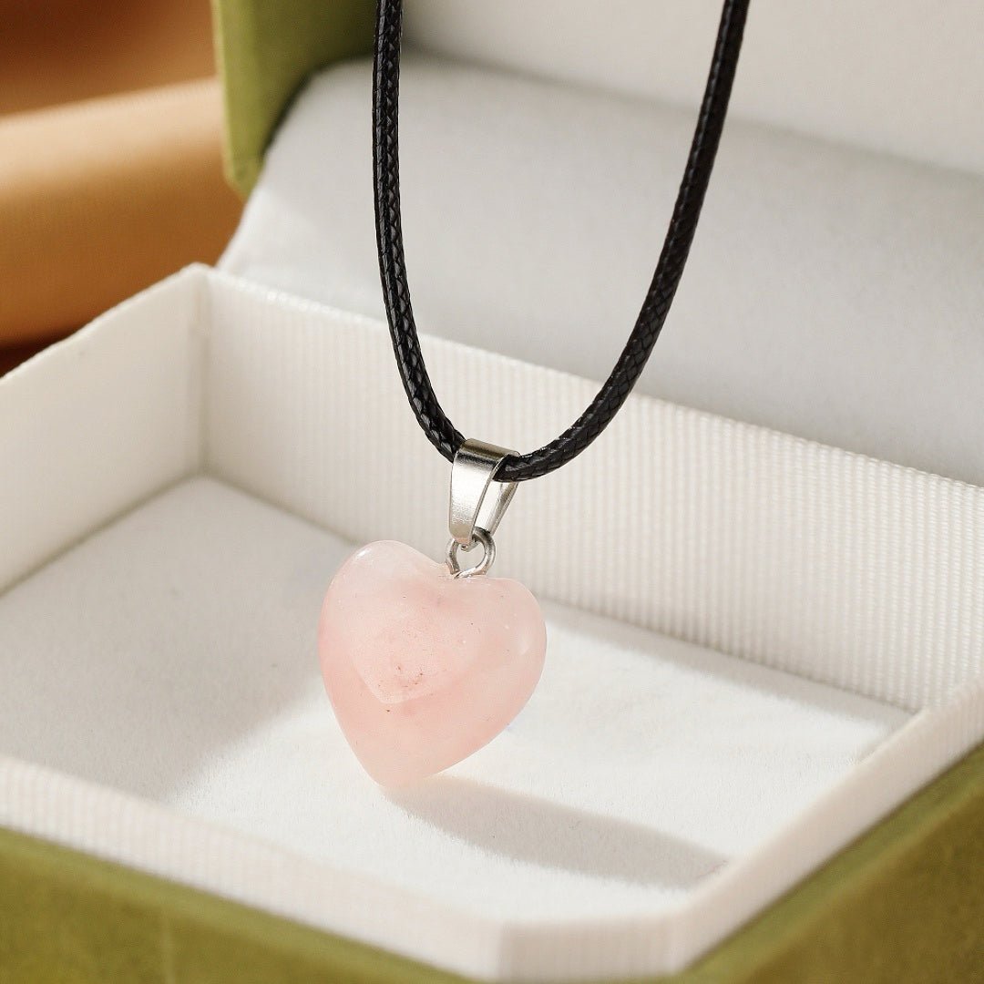 Collier Cœur en Quartz Rose pour le Télétravail - Biloria