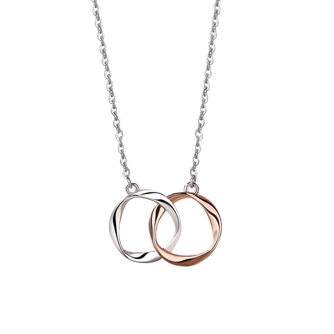 Collier Couple Anneaux Entrelacés Argent 925 - Biloria