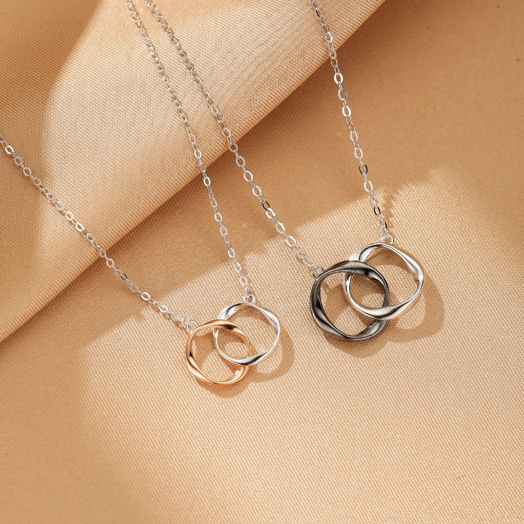 Collier Couple Anneaux Entrelacés Argent 925 - Biloria