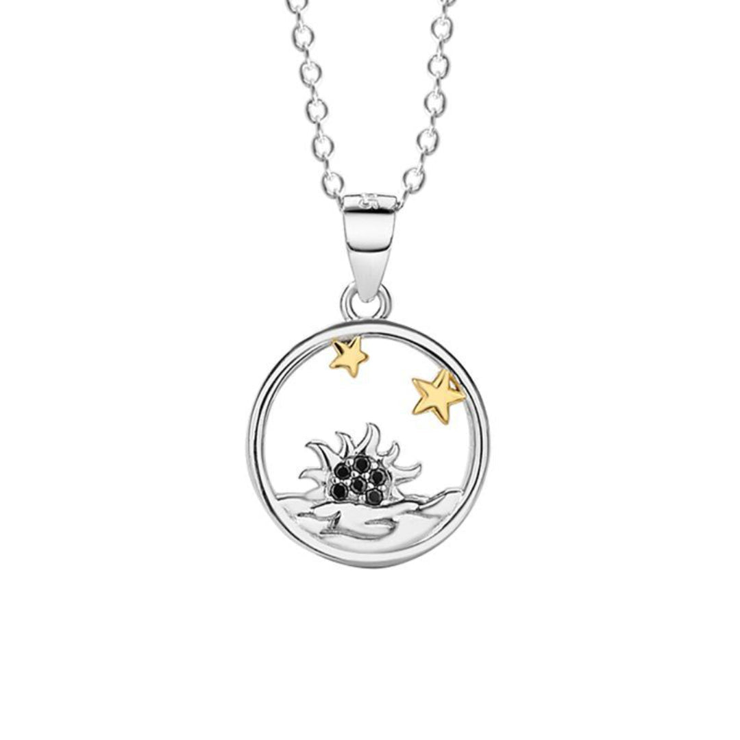Collier Couple Soleil et Lune Étoilés en Argent 925 - Biloria