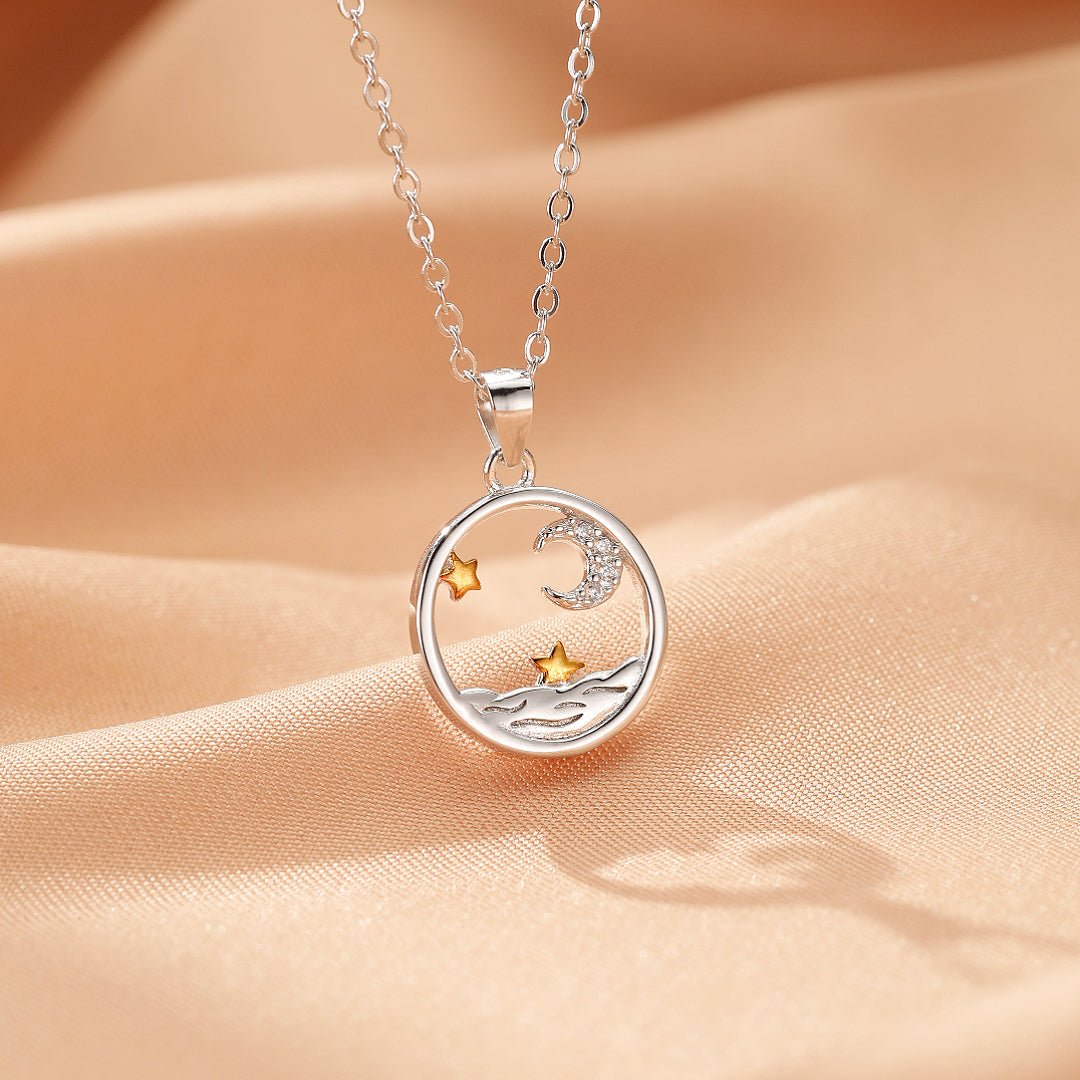 Collier Couple Soleil et Lune Étoilés en Argent 925 - Biloria