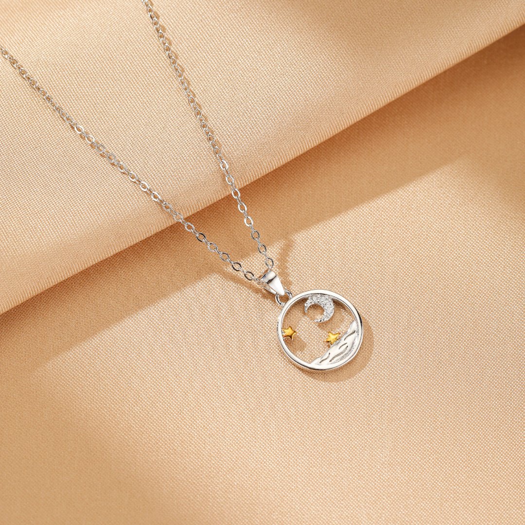 Collier Couple Soleil et Lune Étoilés en Argent 925 - Biloria