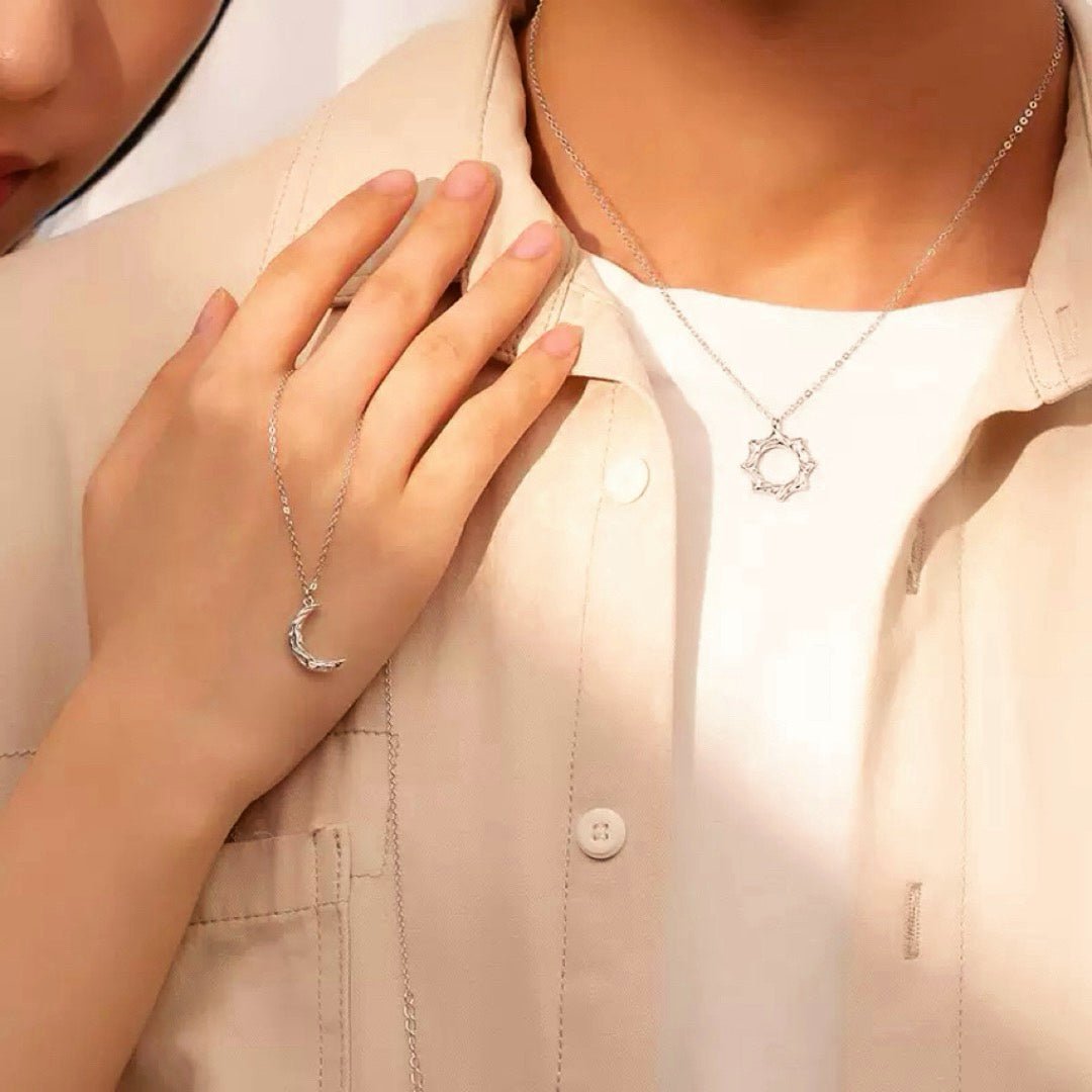 Collier Couple Soleil Lune Éternels Argent 925 - Biloria