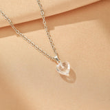 Collier Cristal de Roche Cœur Argent 925 Pendentif Purification - Biloria