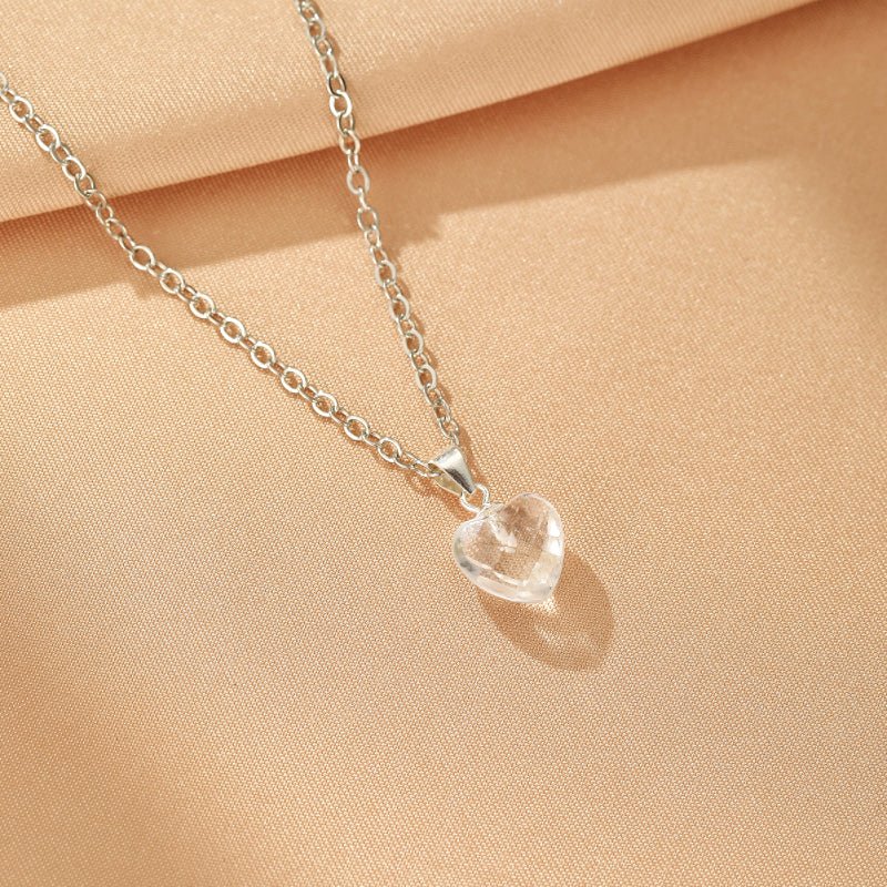 Collier Cristal de Roche Cœur Argent 925 Pendentif Purification - Biloria