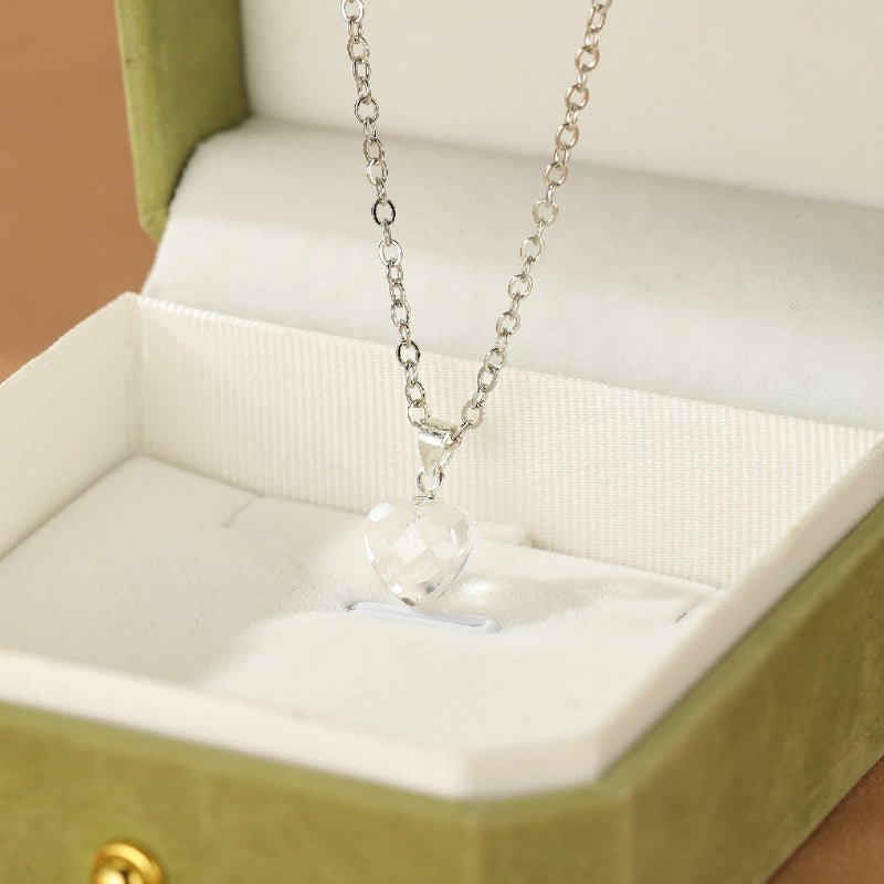 Collier Cristal de Roche Cœur Argent 925 Pendentif Purification - Biloria