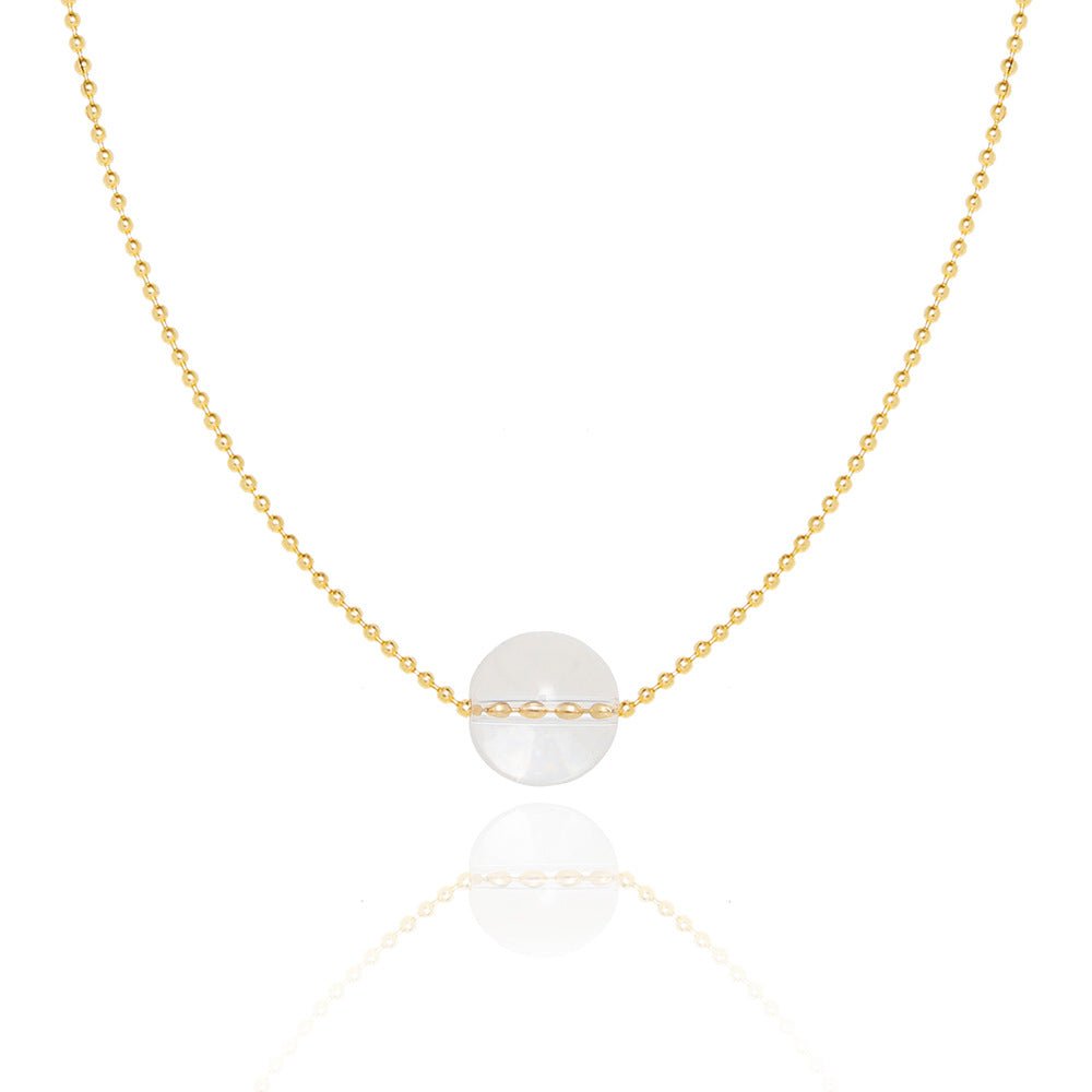 Collier Cristal de Roche Pendentif Acier Inoxydable - Biloria