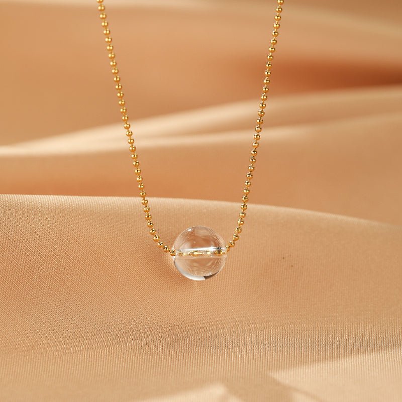Collier Cristal de Roche Pendentif Acier Inoxydable - Biloria