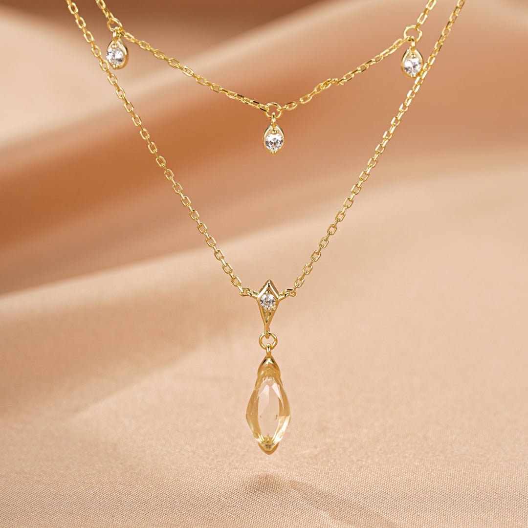 Collier Cristal de Roche Pluie Dorée Fait Main - Biloria