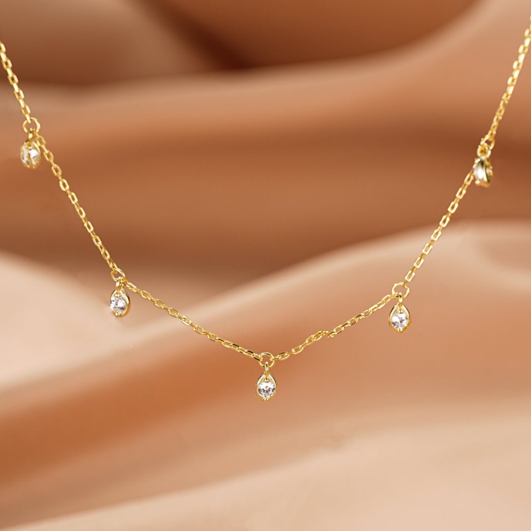 Collier Cristal de Roche Pluie Dorée Fait Main - Biloria