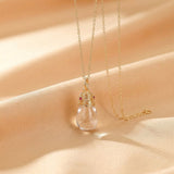 Collier Cristal de Roche Rubis Goutte Lumière Argent Plaqué Or 14K - Biloria