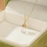 Collier Cristal de Roche Rubis Goutte Lumière Argent Plaqué Or 14K - Biloria