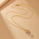Collier Cristal de Roche Rubis Goutte Lumière Argent Plaqué Or 14K - Biloria