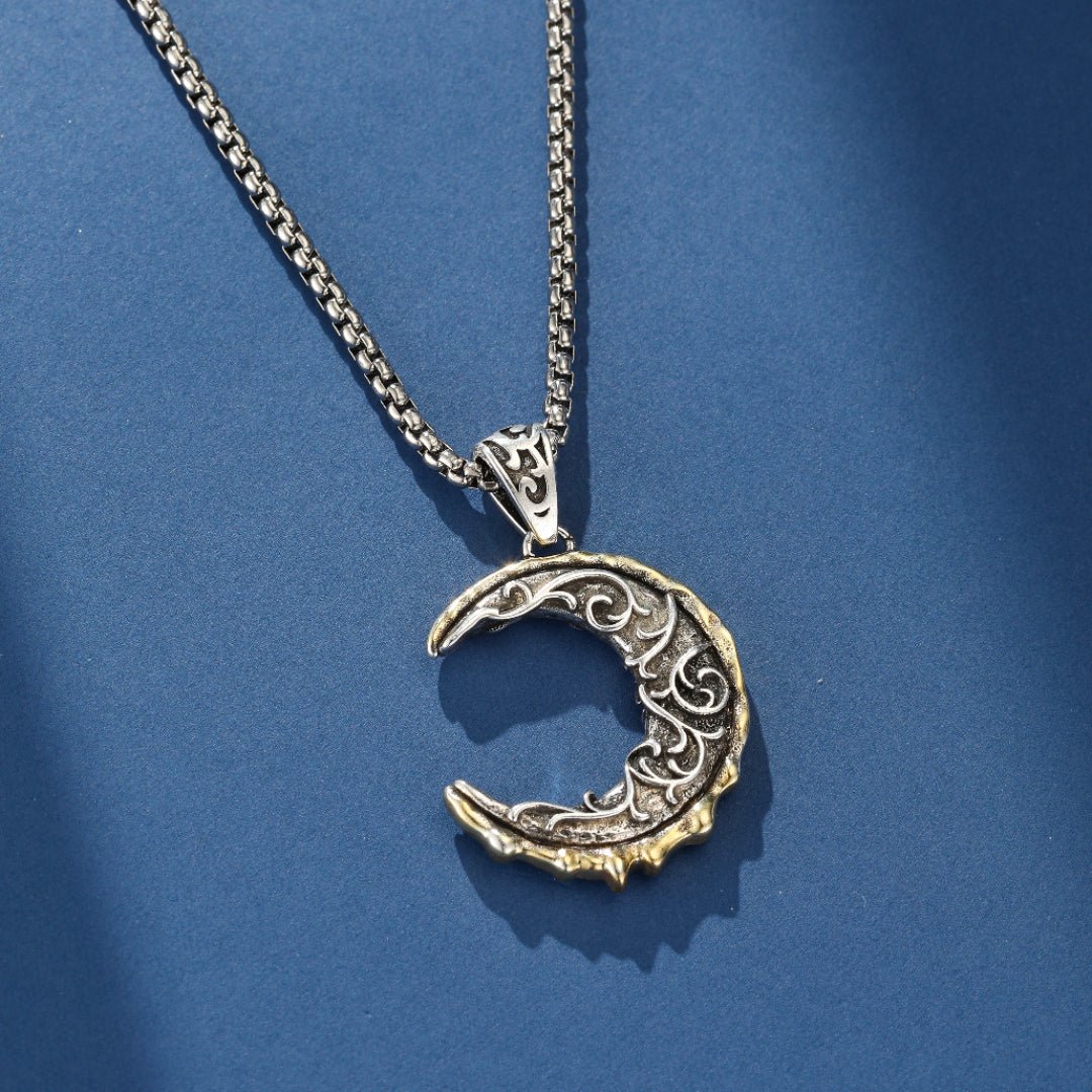 Collier Croissant de Lune Argent et Laiton - Bijou Mystique - Biloria
