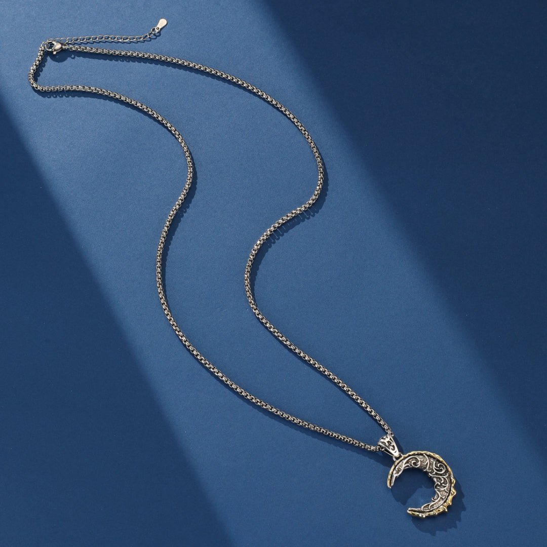Collier Croissant de Lune Argent et Laiton - Bijou Mystique - Biloria