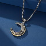Collier Croissant de Lune Argent et Laiton - Bijou Mystique - Biloria