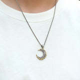 Collier Croissant de Lune Argent et Laiton - Bijou Mystique - Biloria
