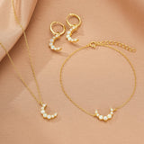Collier Croissant de Lune Opale Argent Plaqué Or - Biloria
