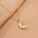 Collier Croissant de Lune Opale Argent Plaqué Or - Biloria