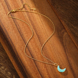 Collier Croissant Lune Amazonite Argent Plaqué Or - Biloria