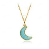Collier Croissant Lune Amazonite Argent Plaqué Or - Biloria