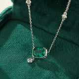 Collier Émeraude et Zircon en Argent Plaqué Platine - Biloria