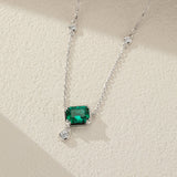 Collier Émeraude et Zircon en Argent Plaqué Platine - Biloria