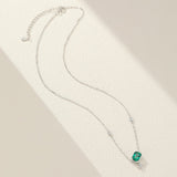 Collier Émeraude et Zircon en Argent Plaqué Platine - Biloria