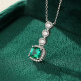 Collier Émeraude Zircon Argent Plaqué Platine – Bijou Tendance Bureau - Biloria