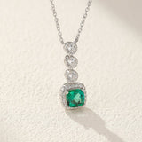 Collier Émeraude Zircon Argent Plaqué Platine – Bijou Tendance Bureau - Biloria