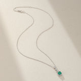 Collier Émeraude Zircon Argent Plaqué Platine – Bijou Tendance Bureau - Biloria