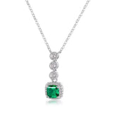 Collier Émeraude Zircon Argent Plaqué Platine – Bijou Tendance Bureau - Biloria