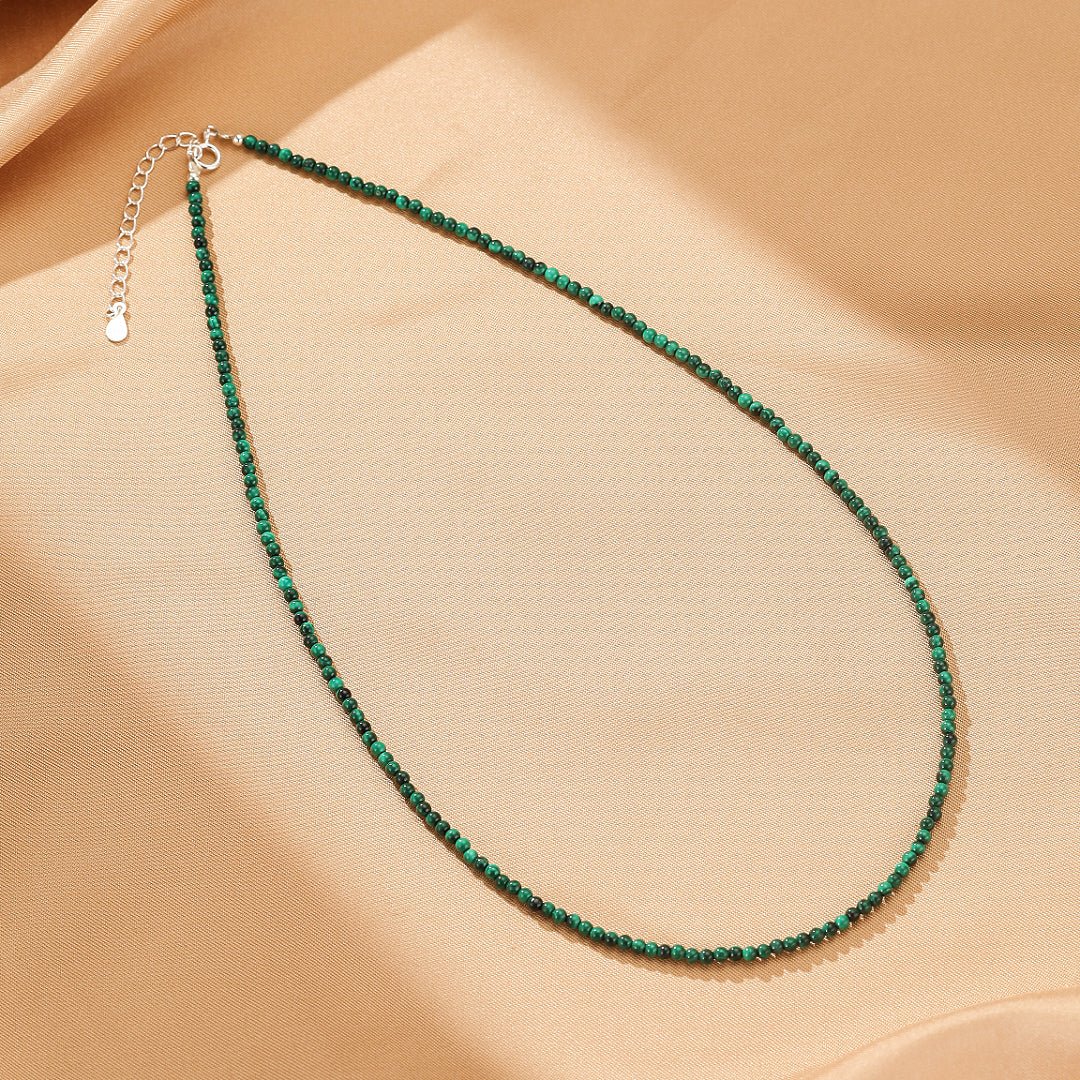 Collier en Malachite et Argent 925 pour la Méditation et le Recentrage - Biloria