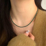 Collier en Malachite et Argent 925 pour la Méditation et le Recentrage - Biloria