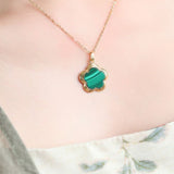 Collier en Malachite Étoile Fleur Argent Plaqué Or - Biloria