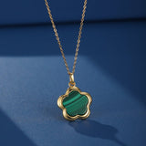 Collier en Malachite Étoile Fleur Argent Plaqué Or - Biloria