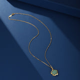 Collier en Malachite Étoile Fleur Argent Plaqué Or - Biloria
