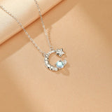 Collier en Pierre de Lune Argent 925 - Bijou Céleste Intuition - Biloria