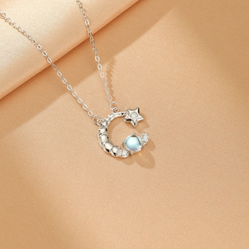 Collier en Pierre de Lune Argent 925 - Bijou Céleste Intuition - Biloria