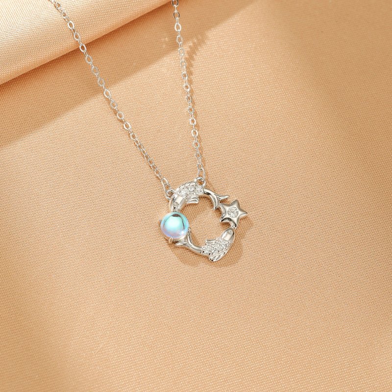 Collier en Pierre de Lune Argent 925 - Bijou Céleste Intuition - Biloria