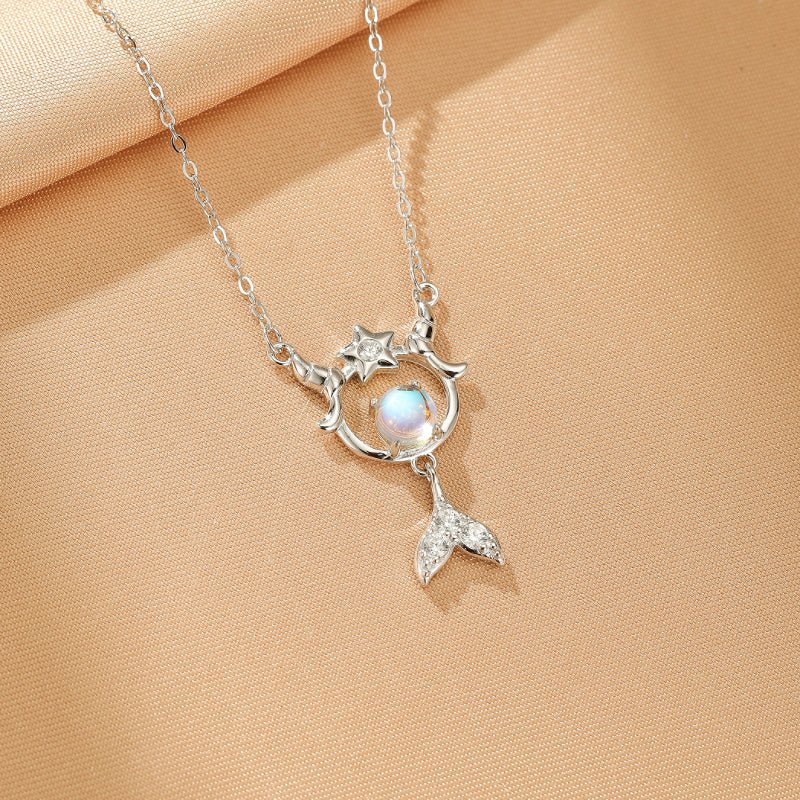 Collier en Pierre de Lune Argent 925 - Bijou Céleste Intuition - Biloria