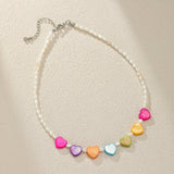 Collier Enfant Nacre Cœurs Arc-en-Ciel - Biloria