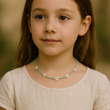 Collier Enfant Nacre Marguerites Perles Bleues - Biloria