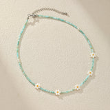 Collier Enfant Nacre Marguerites Perles Bleues - Biloria