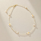Collier enfant perles fleurs marguerite naissance - Biloria