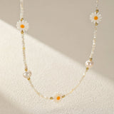 Collier enfant perles fleurs marguerite naissance - Biloria
