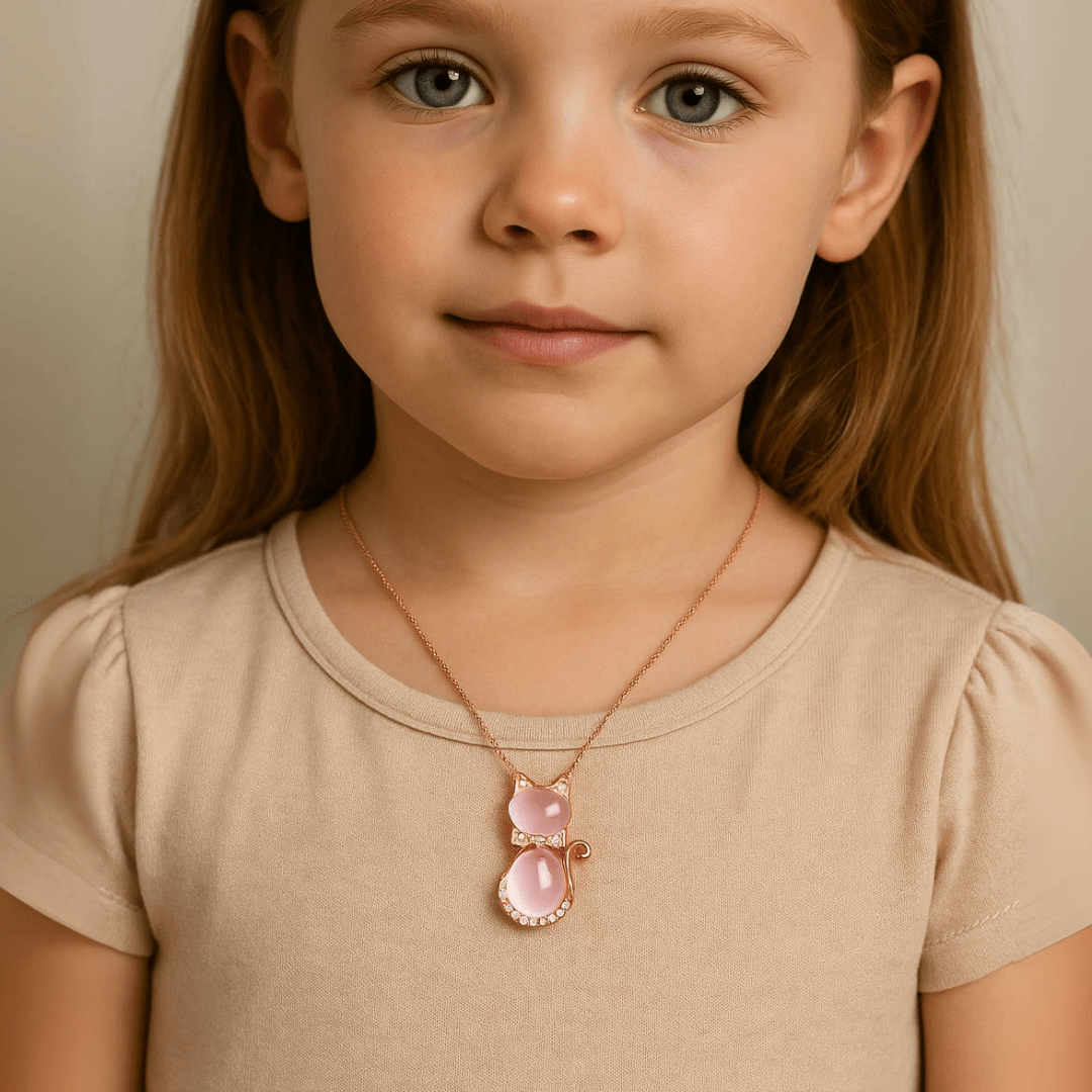 Collier Enfant Quartz Rose Chaton : Bijou Douceur et Amour - Biloria