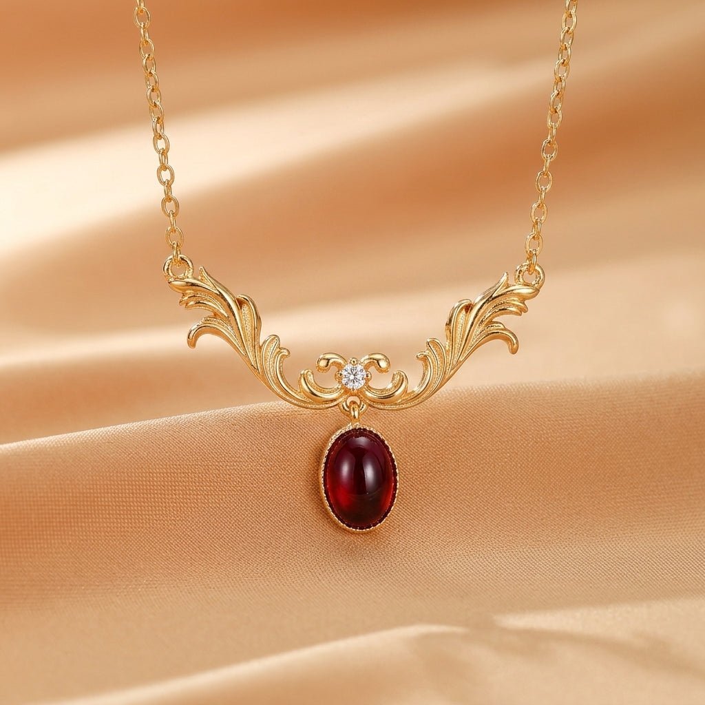 Collier Grenat Argent Plaqué Or Aria des Rois - Biloria