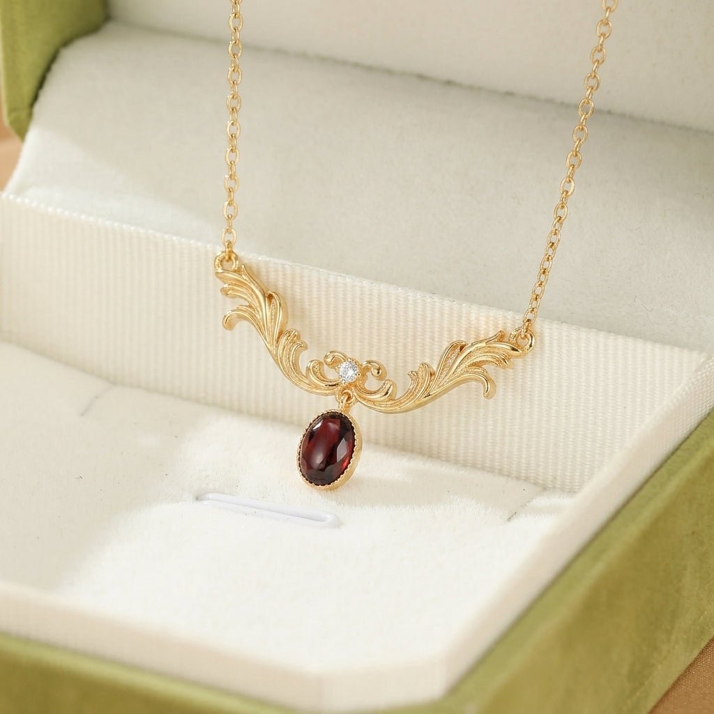 Collier Grenat Argent Plaqué Or Aria des Rois - Biloria