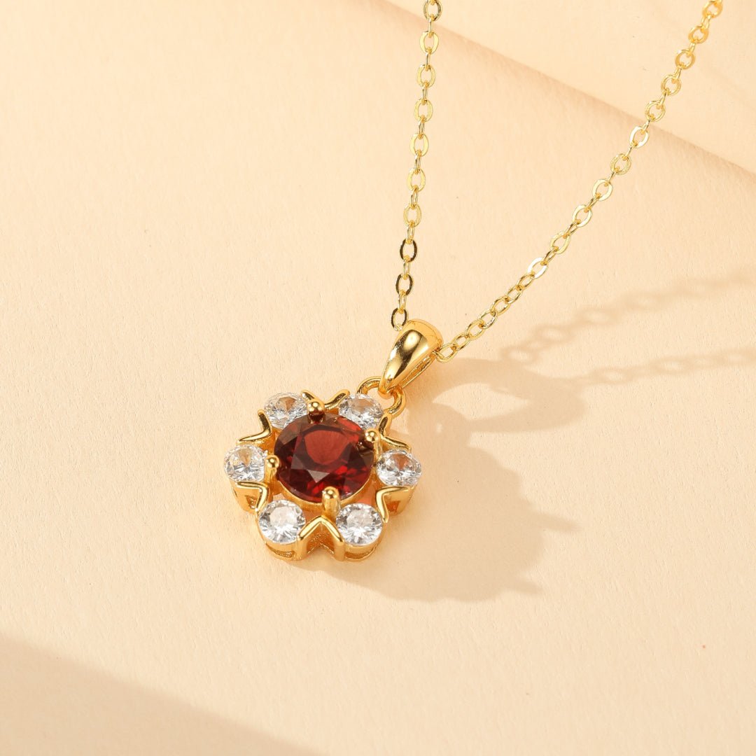 Collier Grenat Argent Plaqué Or Élégance Royale - Biloria